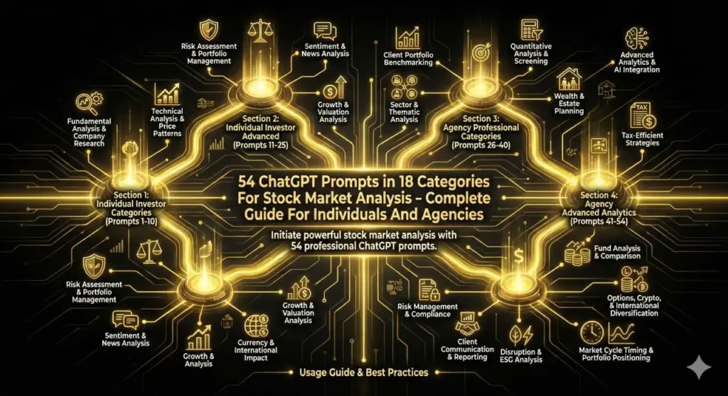 54 ChatGPT Prompts in 18 Categories For Stock Market Analysis - Complete Guide For Individuals And Agencies