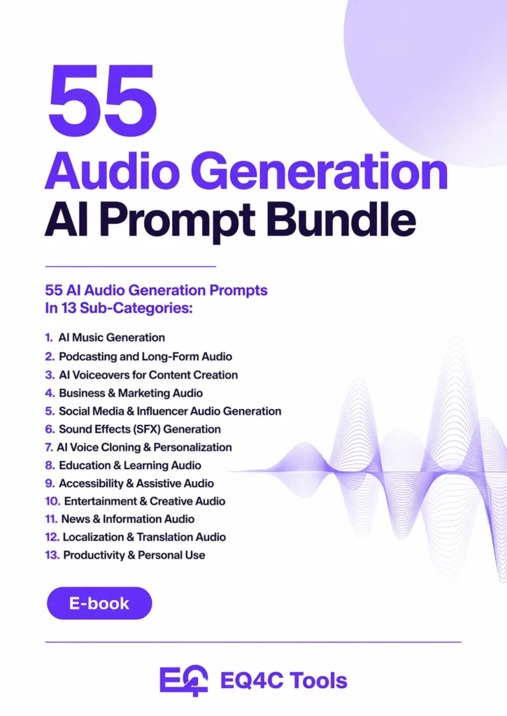 E-book: 55 Audio Generation AI Prompts Bundle